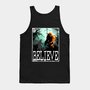 Bigfoot Believe Sasquatch Retro Sci-Fi Vintage Book Cover Cool Forest Tank Top